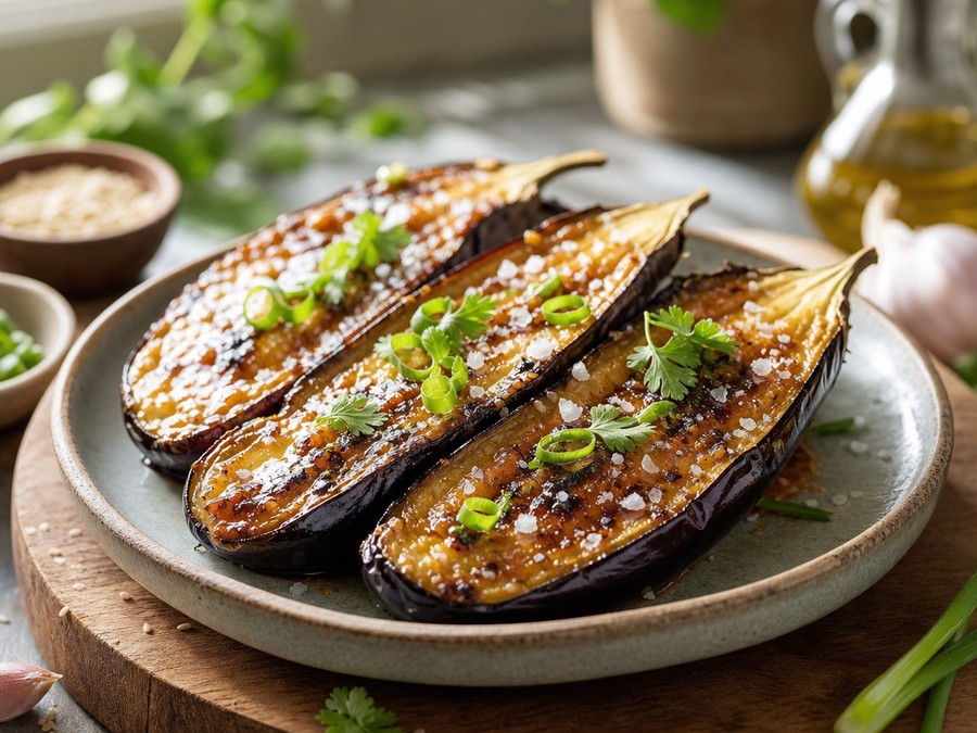 Aubergines rôties miso