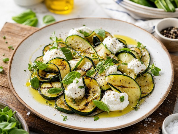 Courgettes fumées ricotta
