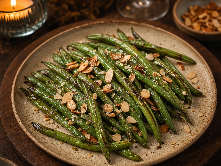 Haricots verts grillés amandes