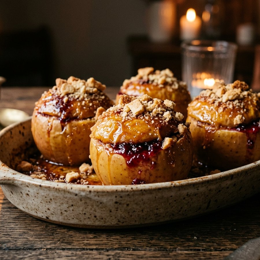 Pommes rôties au sucre & brisures de petits beurres
